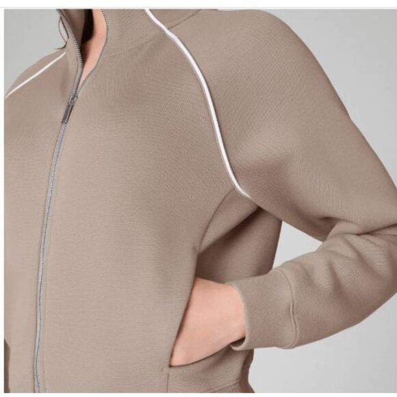 SPANX® AirEssentials Pique Full Zip Track Jacket- Ashwood- M - Picture 4 of 9